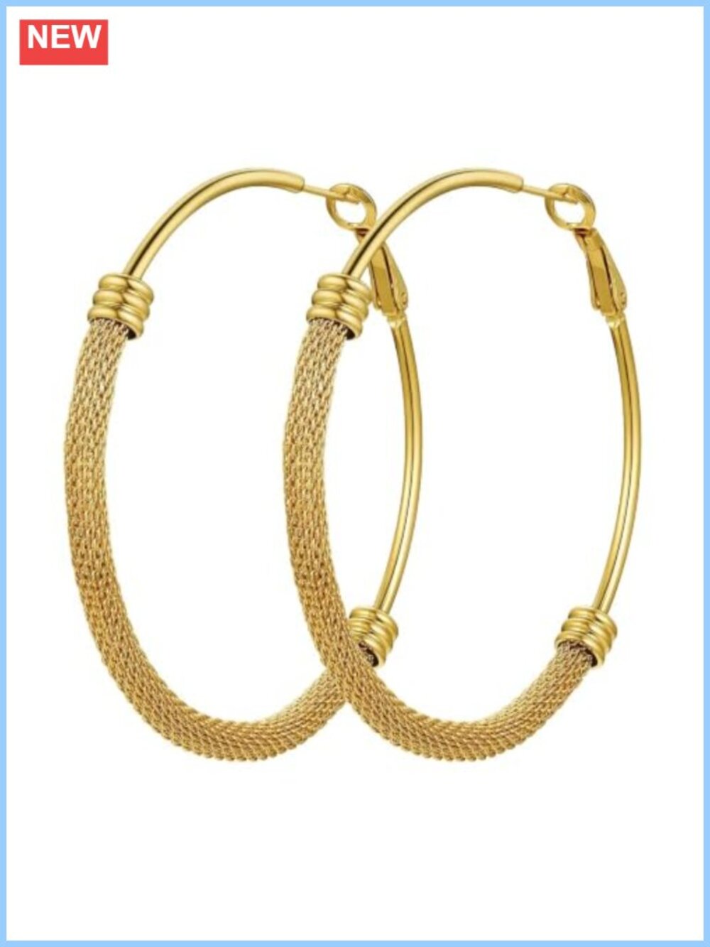 14K Gold Plated Stainless Steel Chunky Hoop Earrings Click Top